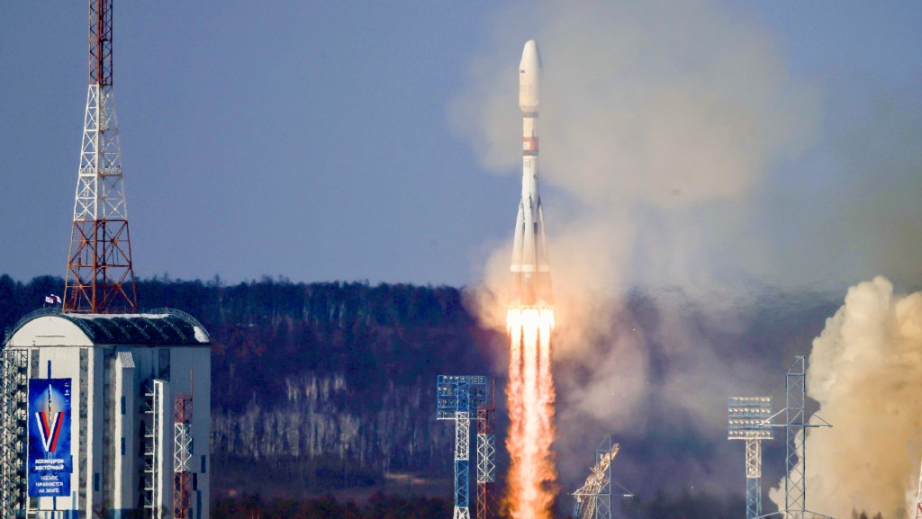今年2月，聯盟號2.1b火箭從東方航太發射場發射。美聯社