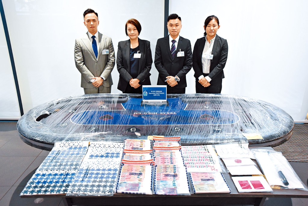左起:總督察文卓禧、高級警司鍾麗詒、總督察何啟豪及高級督察吳嘉莉,講述案情。