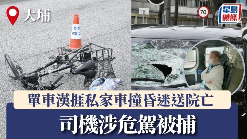 大埔單車漢捱私家車撞昏迷送院亡 司機涉危駕被捕