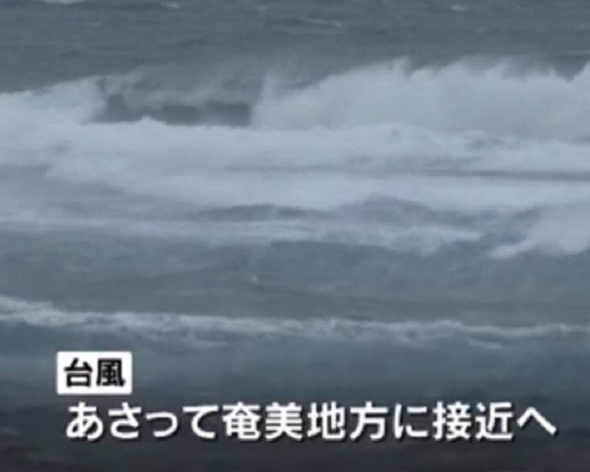 九州南面的奄美大島刮起大浪。網上圖片