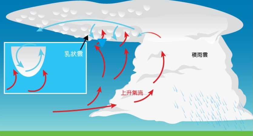 天文台解构「乳状云」。香港天文台网页截图