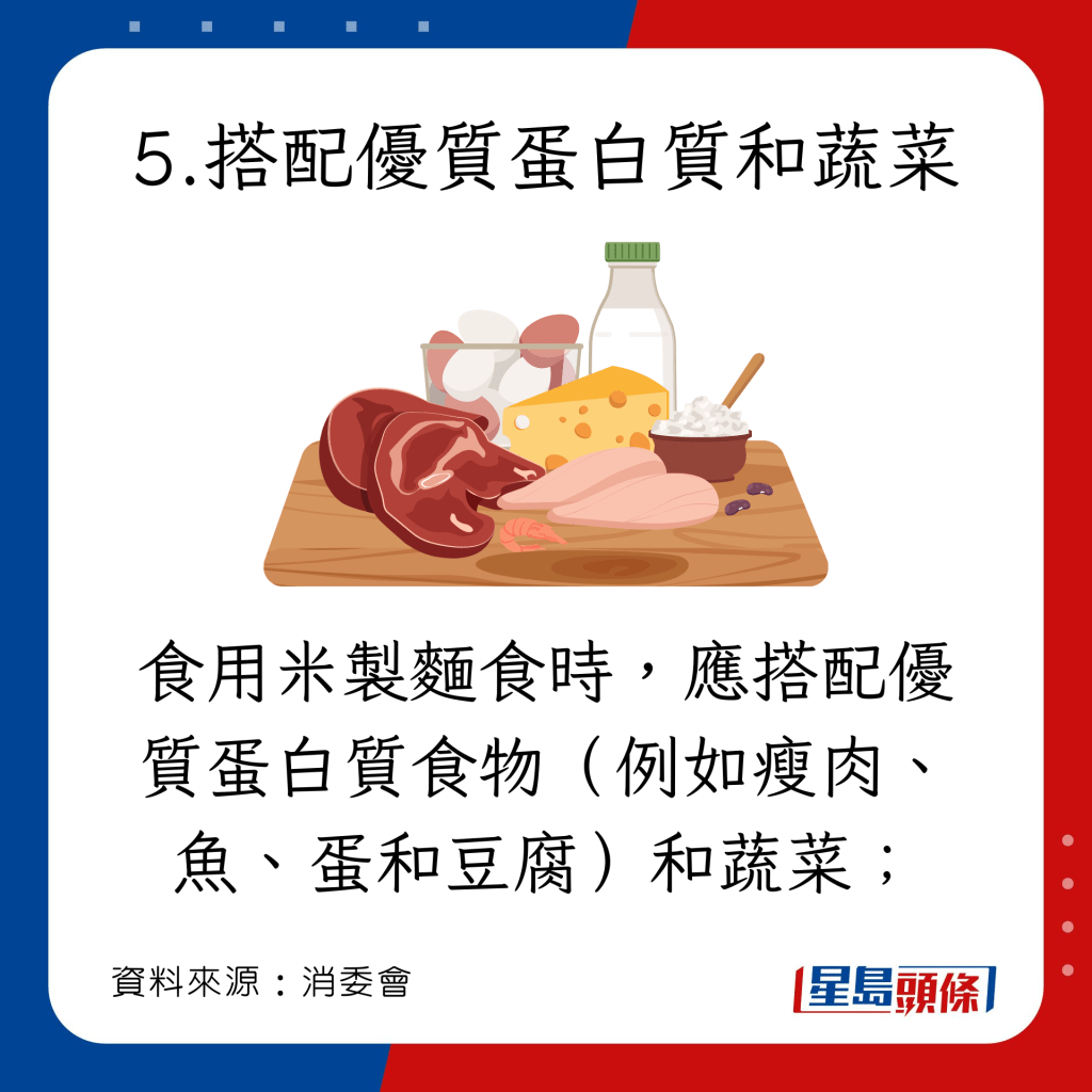 消委會教買粉麵 優質蛋白質例如瘦肉、魚、蛋和豆腐