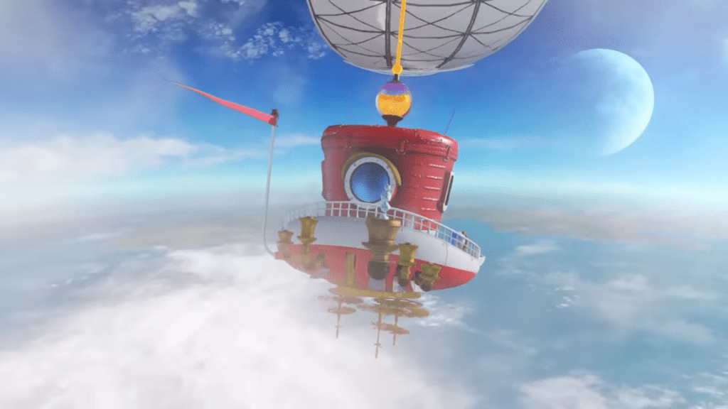 遊戲中瑪利歐乘坐飛船到處去探險。 Youtube截圖