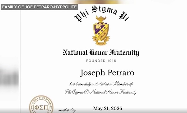 Joe Petraro-Hyppolite獲紐約大學取錄攻讀運動管理碩士。(圖:Facebook @ABC News) Joe Petraro-Hyppolite獲紐約大學取錄攻讀運動管理碩士。(圖:Facebook @ABC News)