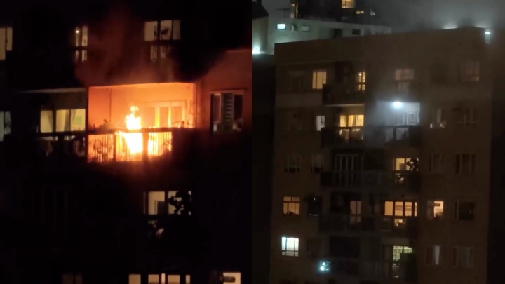 港島半山豪宅露台起火，住戶自行撲救無人受傷。Threads @ the.fluffy.foodie.hk 影片截圖