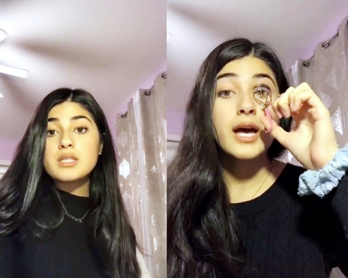 阿济兹把谈论新疆再教育营的影片伪装成美妆影片上传，遭到抖音暂时停用。网图