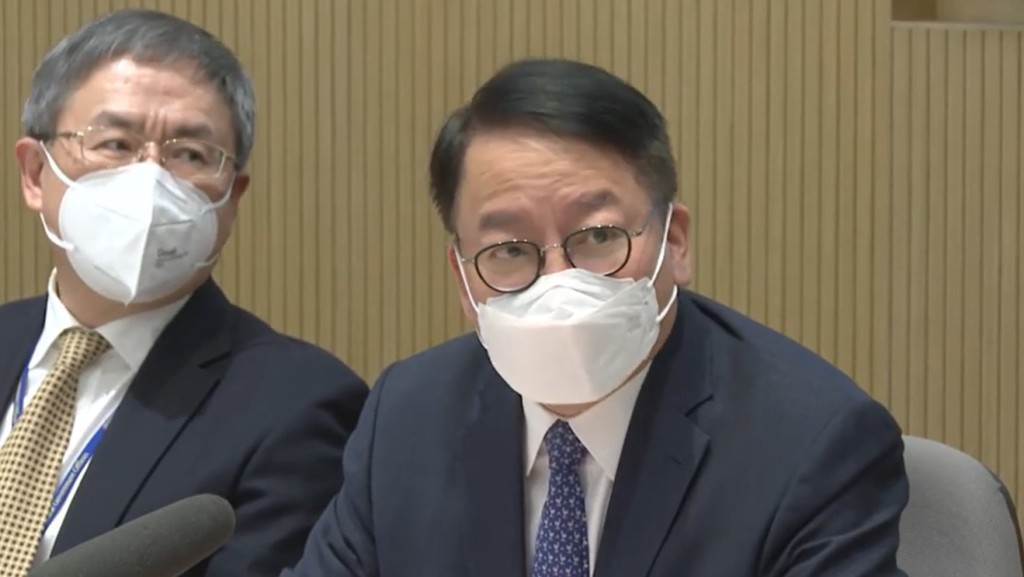 陳國基(右)指今次是香港與內地全面通關後,首個香港與內地省市舉行的實體合作會議。片段截圖