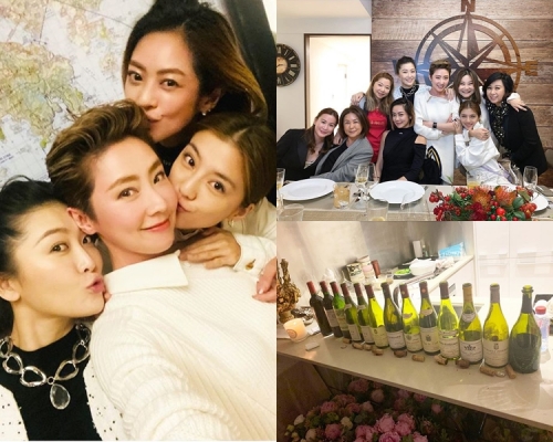 張玉珊生日飯局，松岡李那、周麗淇及吳千語吻賀壽星女，飯局飲咗13支酒，全部嚟自法國名牌酒莊，有價有市。
