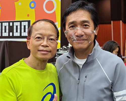 梁朝偉主禮運動博覽開幕，並與張樹槐合照。張樹槐facebook圖片