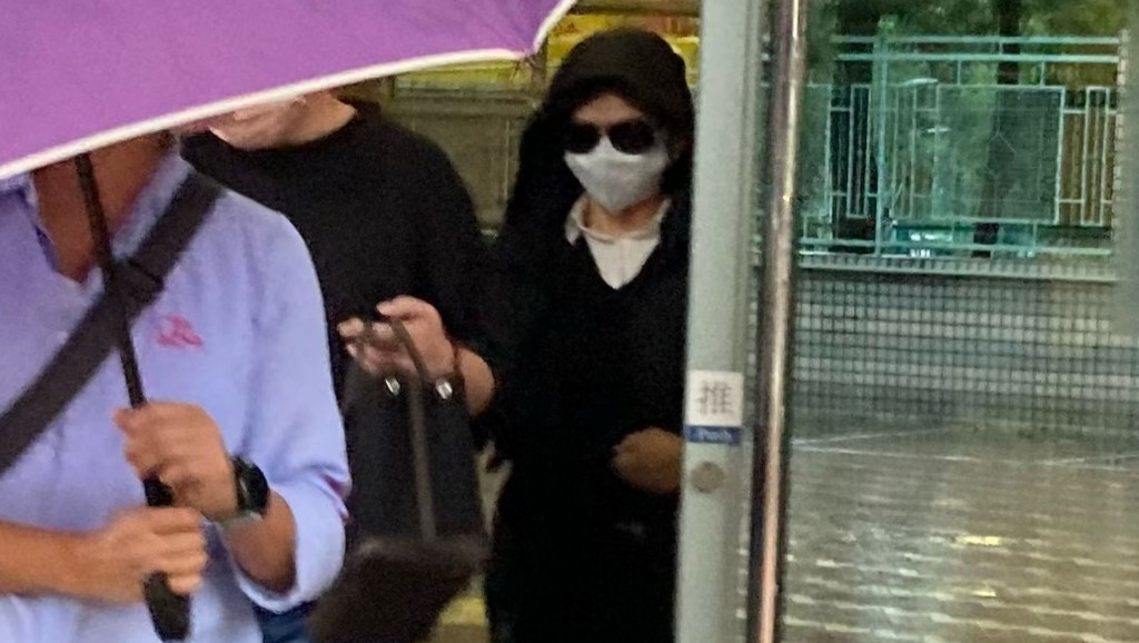 被告陳惠嫻(黑墨鏡黑帽)。曾卓琳攝