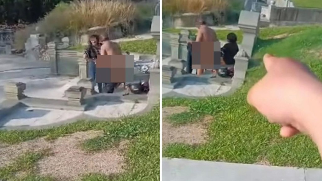 網上熱傳男女在大馬檳城一墓地作不雅行為。