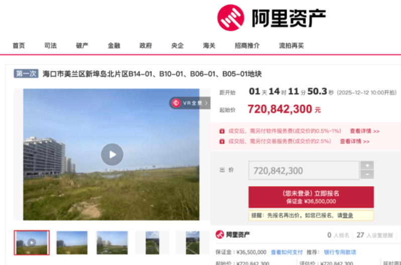 碧桂园海南海口四地块拍卖信息。