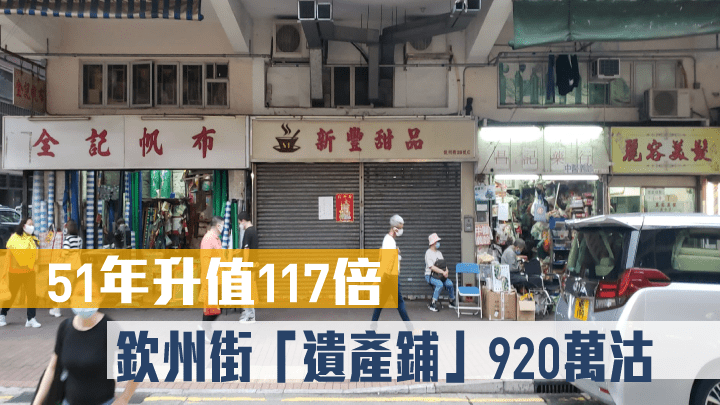 盛滙商舖以920萬購入深水埗欽州街鋪。
