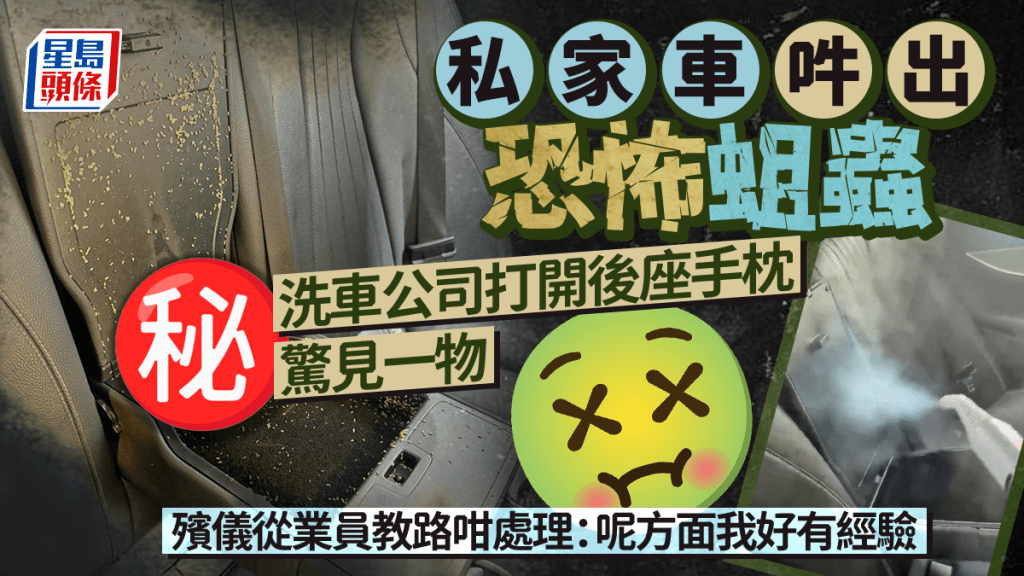 私家車吽出恐怖蛆蟲 洗車公司打開後座手枕驚見一物 殯儀從業員教路咁處理： 呢方面我好有經驗