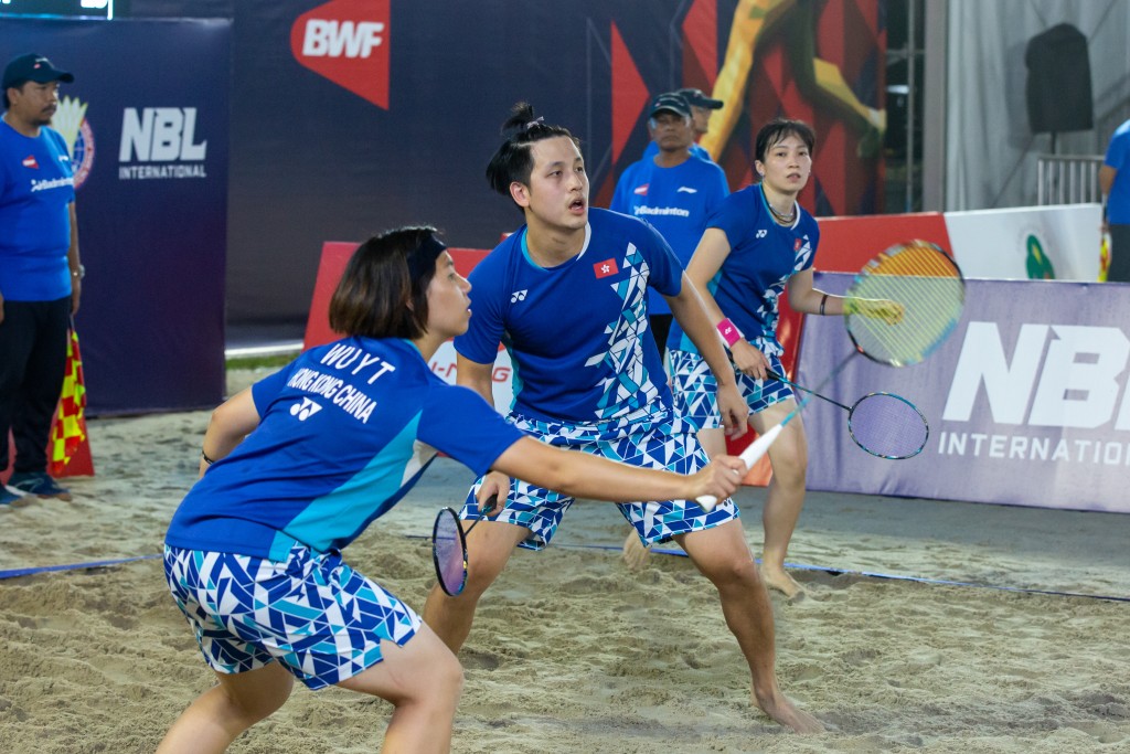 香港队在世沙运「户外羽毛球」亚洲区资格赛小组两战全胜。香港羽毛球总会图片