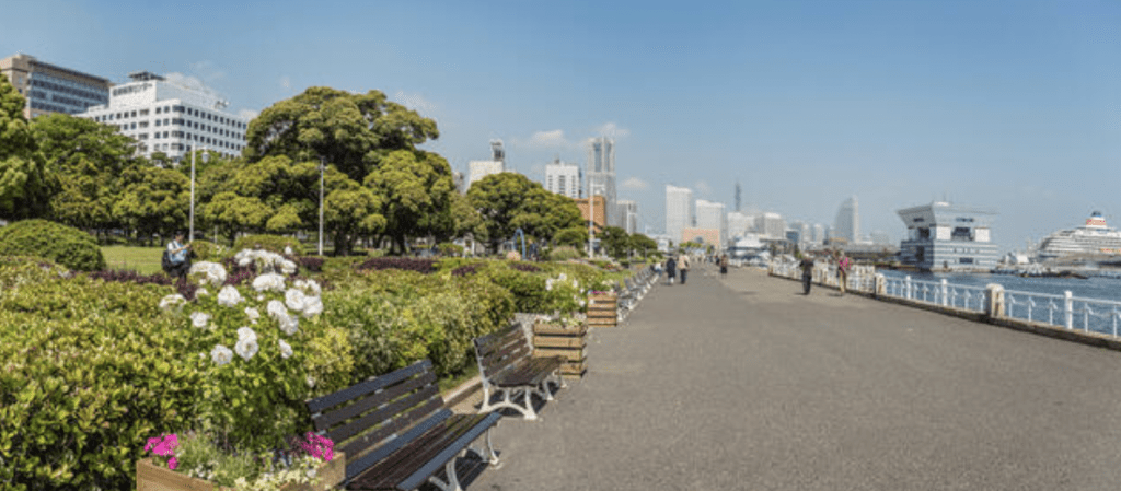 山下公園位於橫濱市中區，是當地著名旅遊熱點，鄰近中華街與橫濱港，每日吸引大量遊客。Alamy