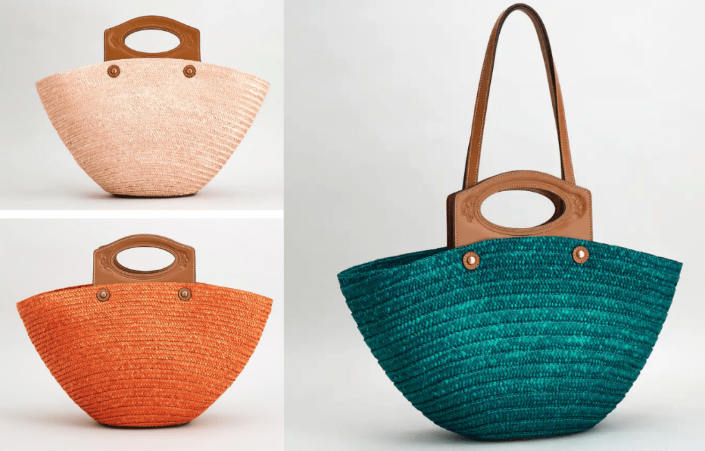 慶祝海港城分店重新開幕，品牌推出只限此店作獨家發售的編織手袋，備有四種顏色選擇。（大型號/$5,700、大型號/$7,100）