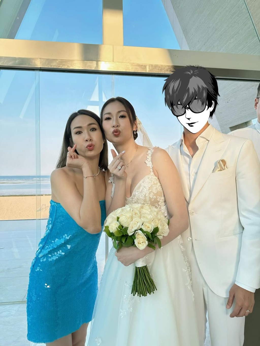 莊思敏再結婚，妹妹莊思明盛裝到賀。
