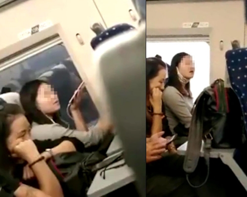 女子高鐵上大聲爆粗傾電話罵人10分鐘,和前來勸阻的乘客、乘務員、乘警發生爭執。(網圖)