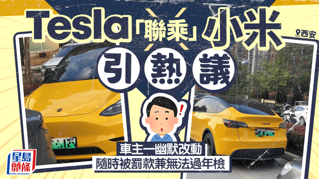 破格聯乘？｜Tesla「變身」小米  西安車主玩嘢換車標下場曝光