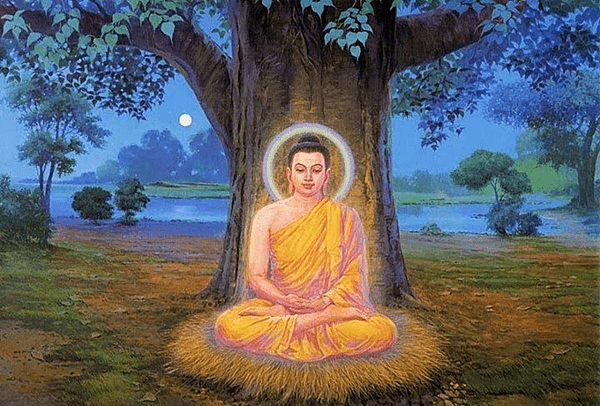 然后，悉达多独自来到迦耶山，在菩提树下潜心反思人生种种苦难之因果。经过7日7夜的静思，终于豁然大悟，参透宇宙人生的真谛，完成了无上正觉。 此后，世人尊称他为「佛陀」或「释迦牟尼」，意为觉悟者。
