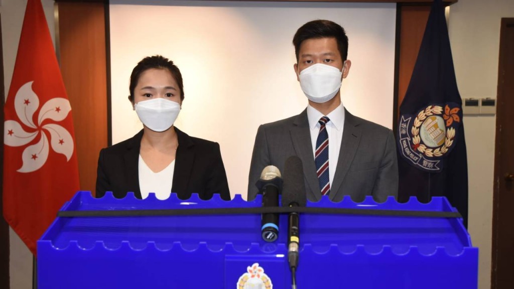 旺角警區情報組主管劉曉穎督察（左）、重案組第一隊主管黃健熙督察（右）。