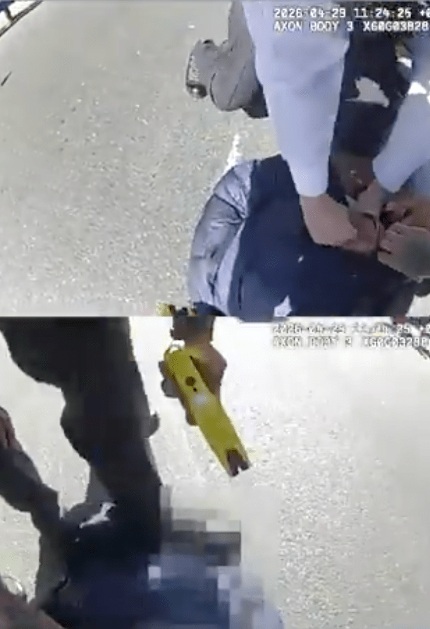 警方於周四公開執法片段，顯示嫌疑人一度企圖襲擊警員，最終被電擊槍制服。