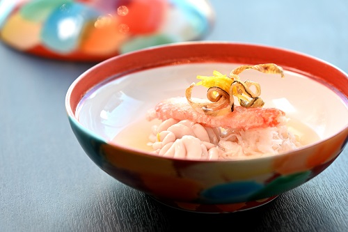 松葉蟹配鱈魚白子（會席料理餐單）