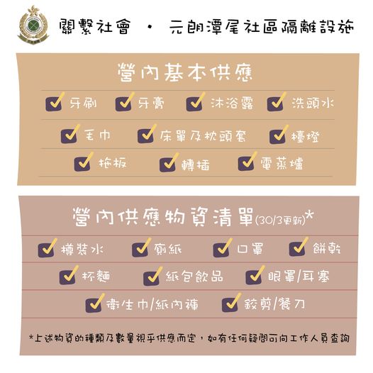 最新物資供應清單。海關FB