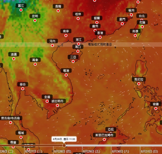 歐洲中期天氣預報中心(ECMWF)預測路徑。 歐洲中期天氣預報中心(ECMWF)預測路徑。
