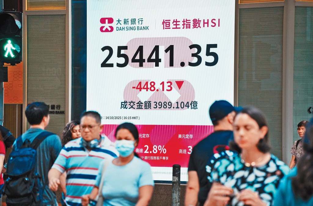 恒指昨日最終收報25441點,跌448點。