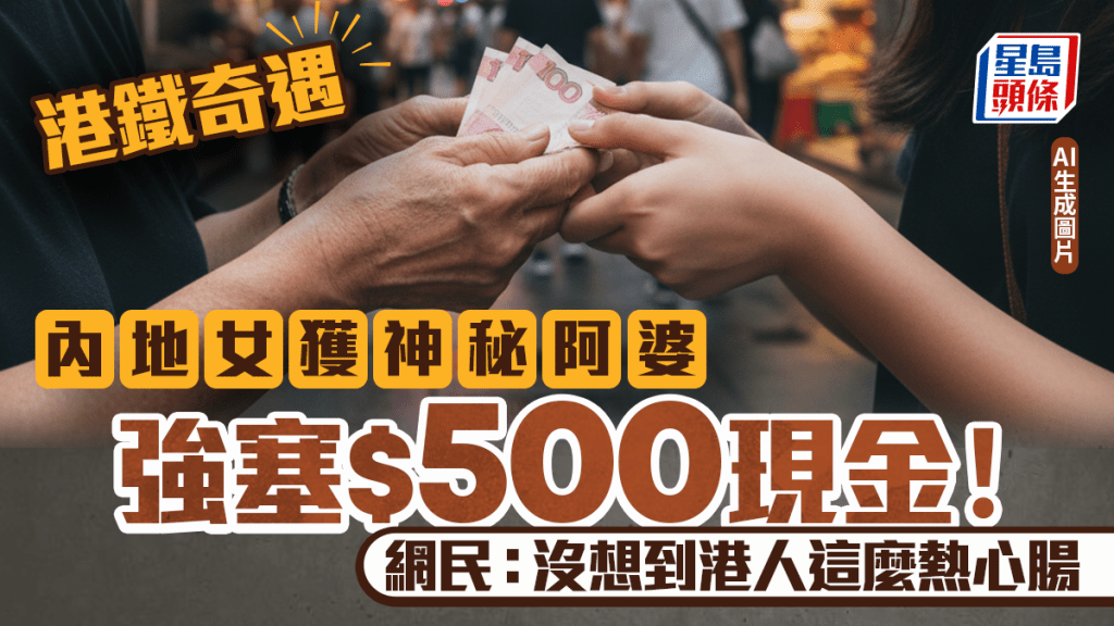 港鐵奇遇！內地女獲神秘阿婆因1事強塞$500現金 網民：沒想到港人這麼熱心腸