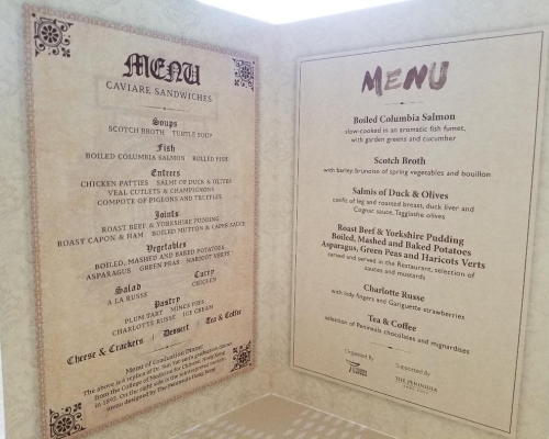 孫中山在1892年在西醫書院畢業時，在山頂一家西餐廳的謝師宴餐單。