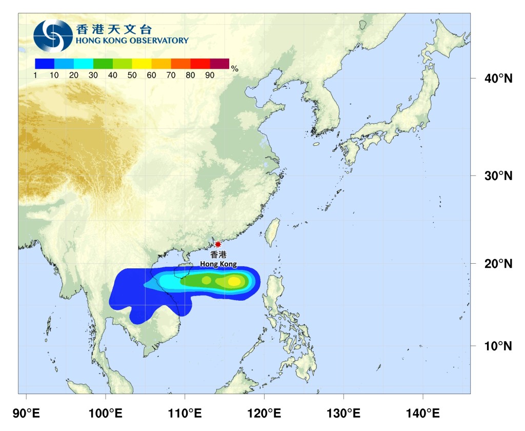 天文台熱帶氣旋路徑概率預報