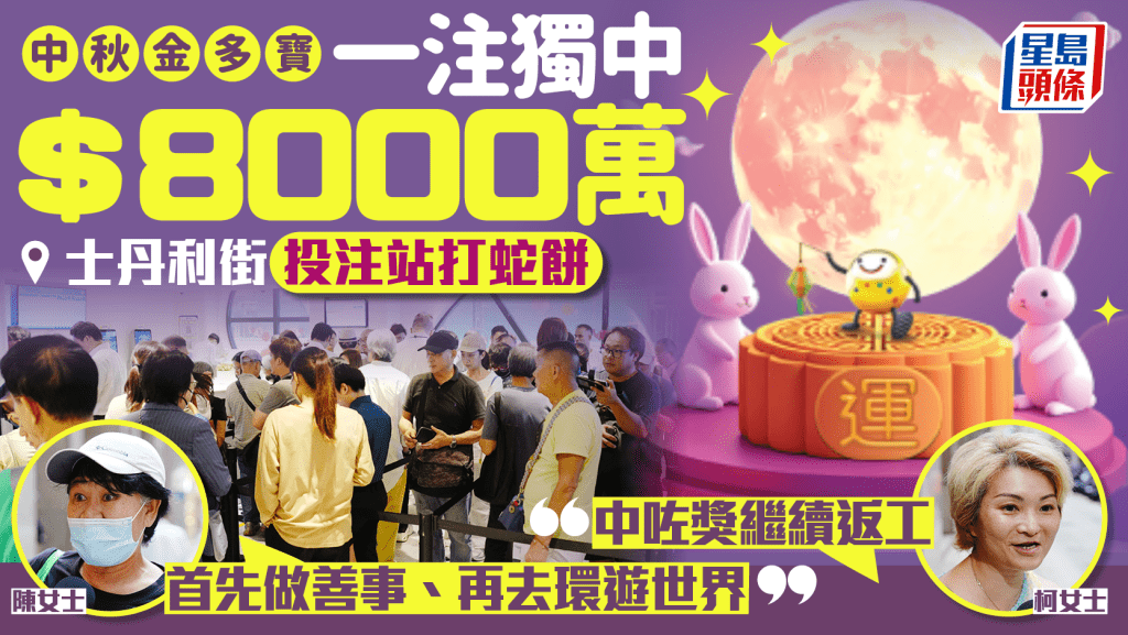 中秋金多寶︱逾50人士丹利街投注站排隊  市民跨區買六合彩：中獎後繼續返工!