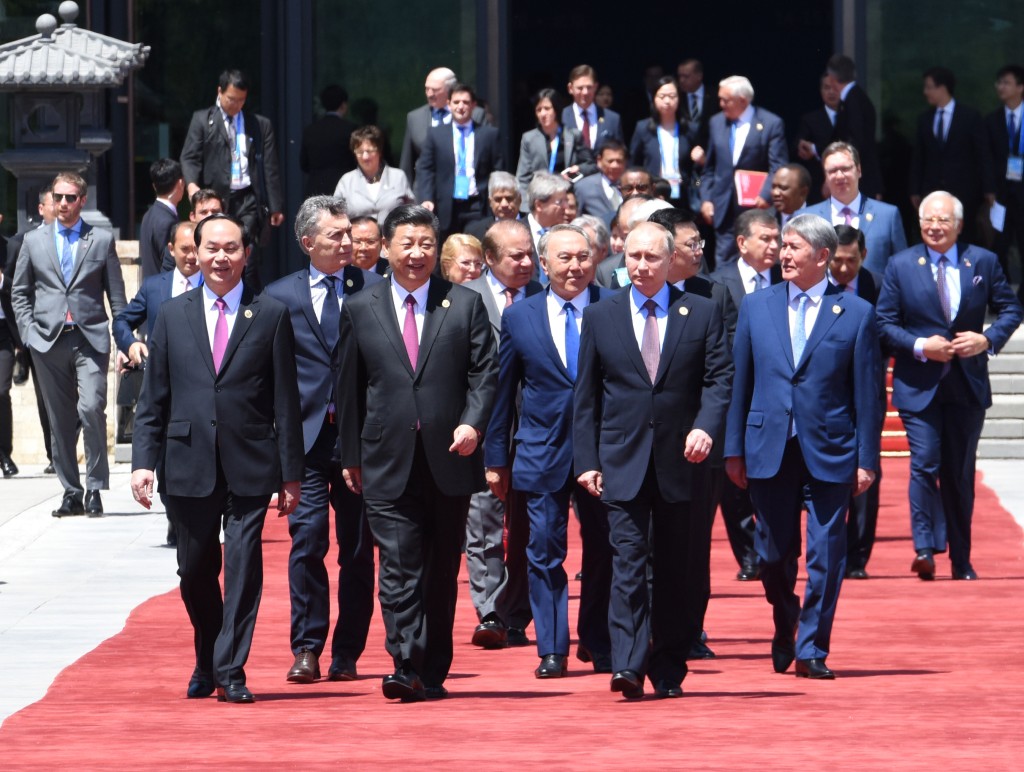 習近平與其他國家元首出席第二屆「一帶一路」國際合作高峰論壇。新華社