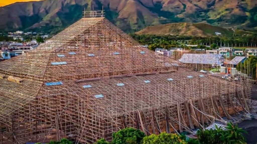 元朗锦田酬恩「醮棚」 获健力士认证全球最大临时竹构祭坛。健力士世界纪录网页图片