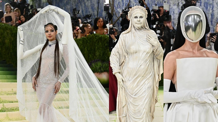 Met Gala 2026｜Lisa白色紗裙似小倩  Katy Perry無面見人笠金屬罩  仲有自由神像造型超驚嚇