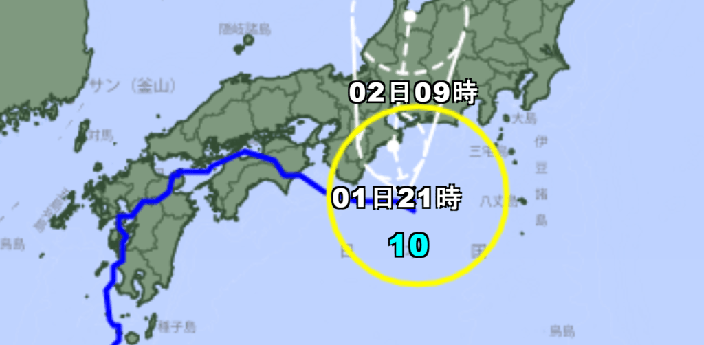 颱風珊珊路徑向北移動，料將二次登陸。（日本氣象廳）