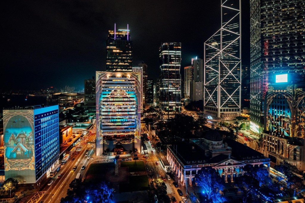 中環舉辦的「冬日小鎮・中環」及「光影匯・中環」。文化體育及旅遊局fb