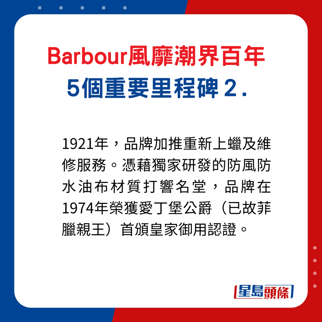  Barbour風靡潮界百年5個重要里程碑2.