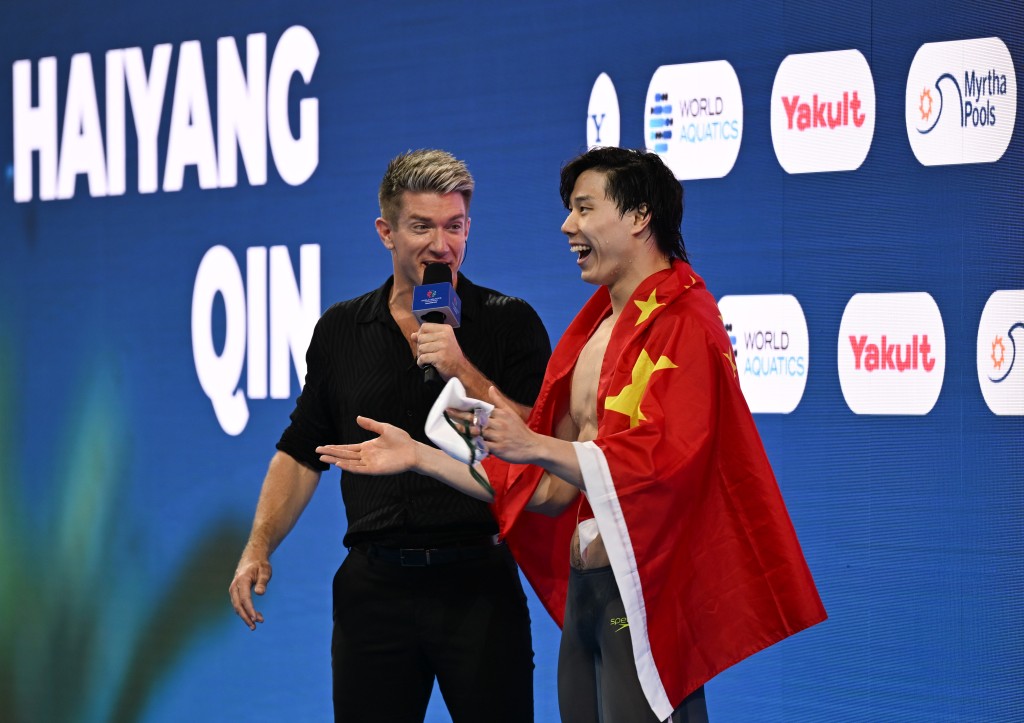 覃海洋賽後為自己今屆世錦賽表現評滿分。新華社