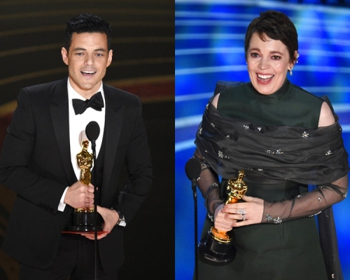 左:Rami Malek、Olivia Colman。AP