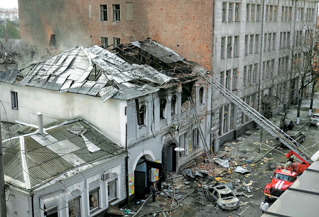烏克蘭東北部哈爾科夫市一間幼稚園昨日遭俄無人機襲擊。