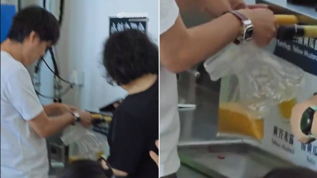 天津有貪心男女狂偷山姆的免費醬料。微博
