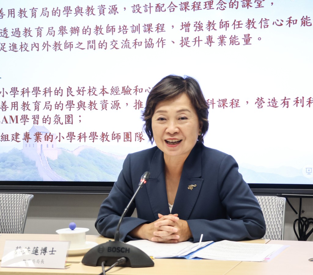 教育局局長蔡若蓮在會上表示，感受到教師付出了不少努力。(圖片來源：政府新聞處)