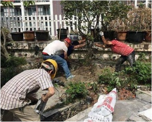 當局派員到來強制拆除花園。