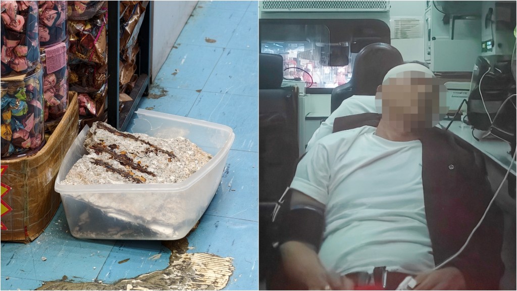 深水埗食品店天花有鋼筋石屎剝落 收銀員險入鬼門關