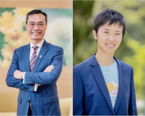 聯合書院校友陸志聰醫生（左）和李揚立之醫生（右）榮獲中大醫學院頒予「傑出醫科校友獎」。