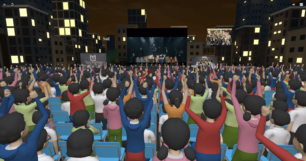 香港真光中學中一 女生花了一個月時間在CoSpaces設計不同3D場景，透過VR眼罩進入模擬空間，過程儼如親歷「奇境」， 如圖中的MIRROR演唱會便充滿現場感。